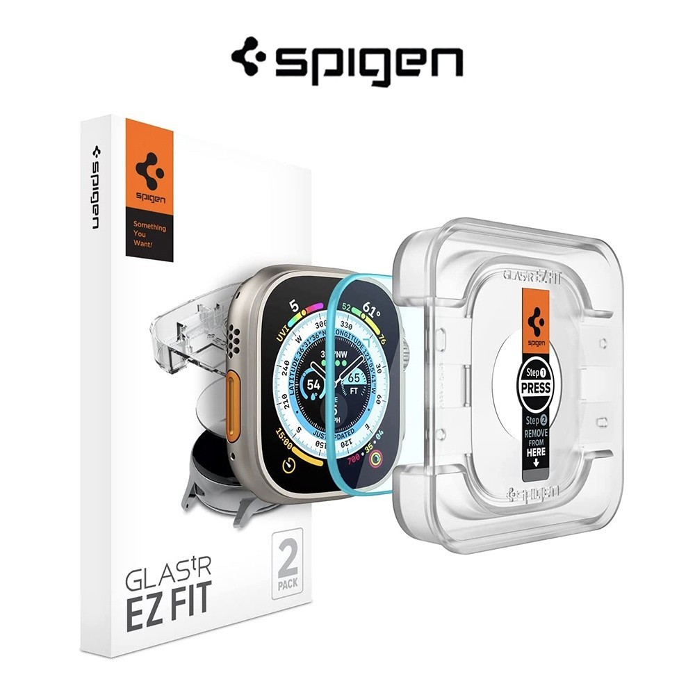 [2 แพ็ค] Spigen Apple Watch Ultra 3 / 2 / 1 (49mm) ตัวป้องกันหน้าจอ Glas.tr EZ Fit 9H Tempered Glass