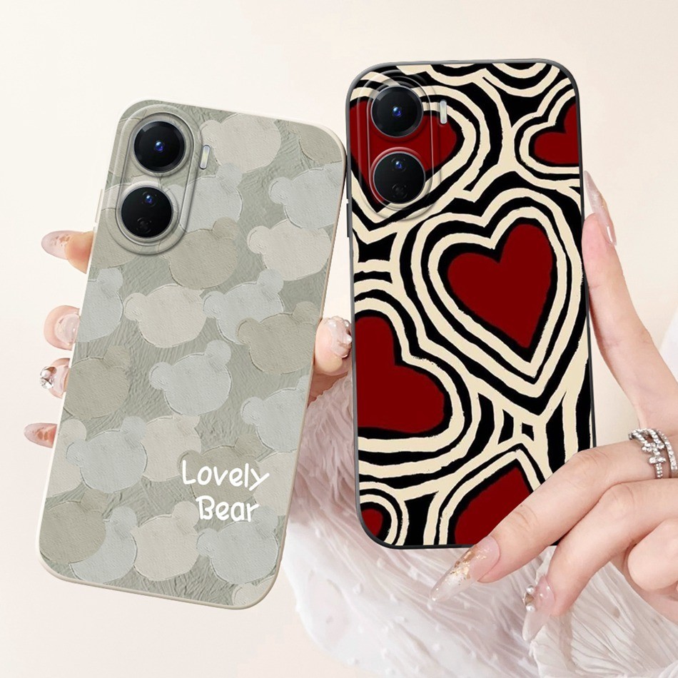 Vivo Y16 Y56 เลนส ์ เคสป ้ องกัน Vivo Y16 Y56 V2225 V2204 V2214 น ่ ารักพิมพ ์ สีลูกกวาดซิลิโคนอ ่ อ