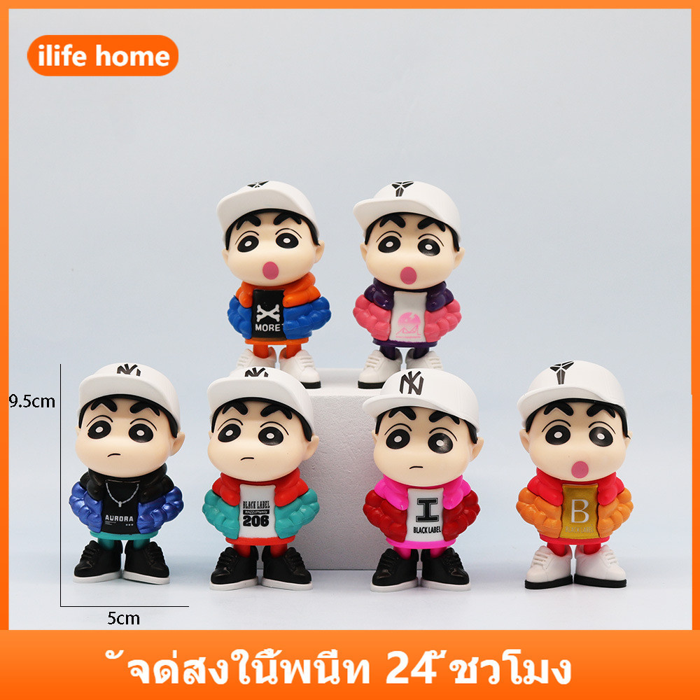 6 ชิ้น/เซ็ตเบสบอลหมวก Crayon Shin-chan แฟชั่น Action Figure อะนิเมะรูป COD สต็อกคอสเพลย์ตุ๊กตาของเล่