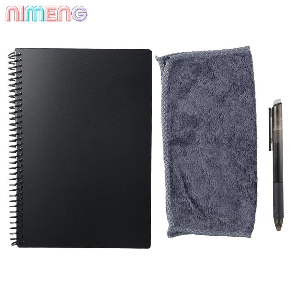 Nimeng Erasable Notebook, สีดํา 8.8 X 6 X 0.5 นิ ้ ว a5 Reusable Writing Coil Book, นวัตกรรม PVC Digitally Connected Notebook Office