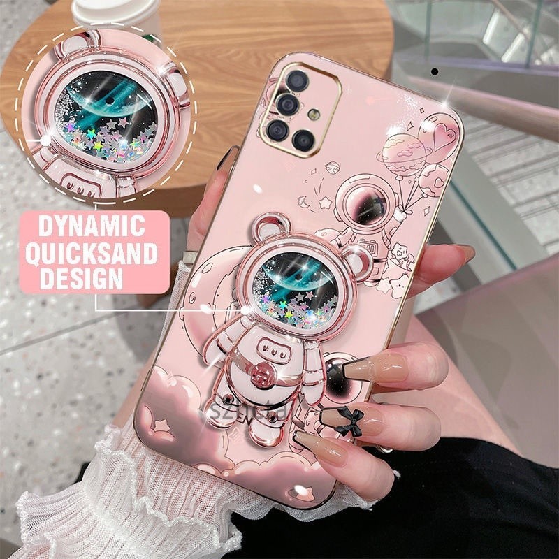 เคสโทรศัพท์ Samsung A51 A71 นักบินอวกาศ ตัวยึด เคสโทรศัพท์ บางพิเศษ เคลือบไฟฟ้า 6D เรียบ เคสโทรศัพท์ นิ่ม เคสกันกระแทก ฝาครอบกันชน เคส Samsung A51 A71