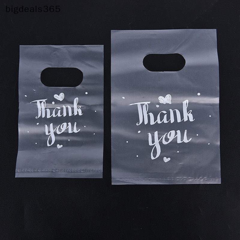 [bigdeals365] 100 ชิ้นมินิขอบคุณถุงของขวัญพลาสติกงานแต่งงานถุงขนมกระเป๋าช้อปปิ้งกระเป๋าสินค้าใหม่
