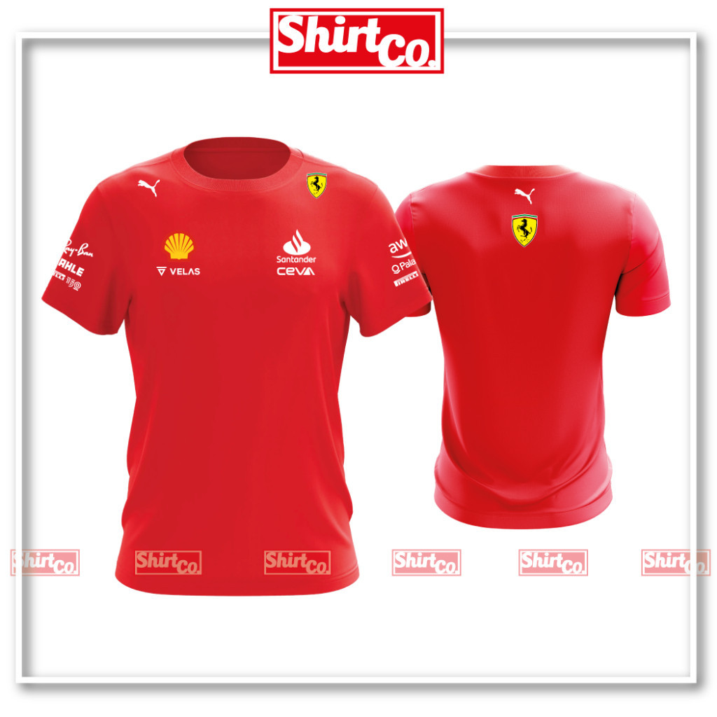 {SHIRTCO} Ferrari SHELL VELLAS Sport Microfiber Jersey Cotton เสื้อยืดใส่สบาย