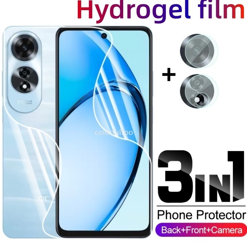3in1 ด้านหน้ากลับคลุมทั้งหมดป้องกันฟิล์มHydrogelสําหรับOppo A60 A38 A18 18 38 60 OppoA60 4Gด้านหลังกล้องเลนส์Soft Screen Protectorฟิล์มป้องกัน,ไม่กระจกนิรภัย