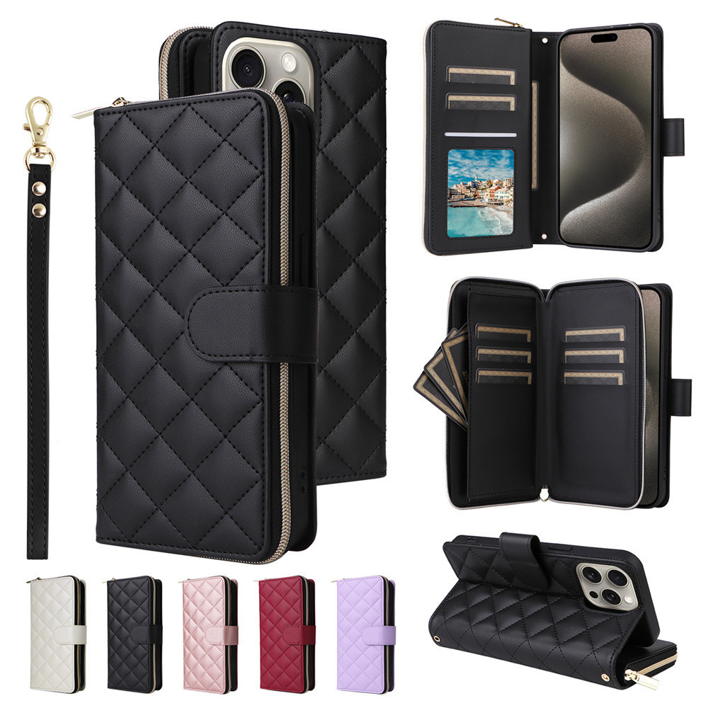 เคสซัมซุง Case for Samsung Galaxy S26 Ultra S25 Edge S24 FE S23 Plus S22 S21 5G S23+ S24+ S25+ S26+ S26Ultra S25Ultra เคสโทรศัพท์หนังฝาพับพร้อมช่องใส่บัตรสําหรับ PU Faux Leather Flip Cover Wallet With Multi Card Slots Shoulder Sling Hand Strap HSS03D