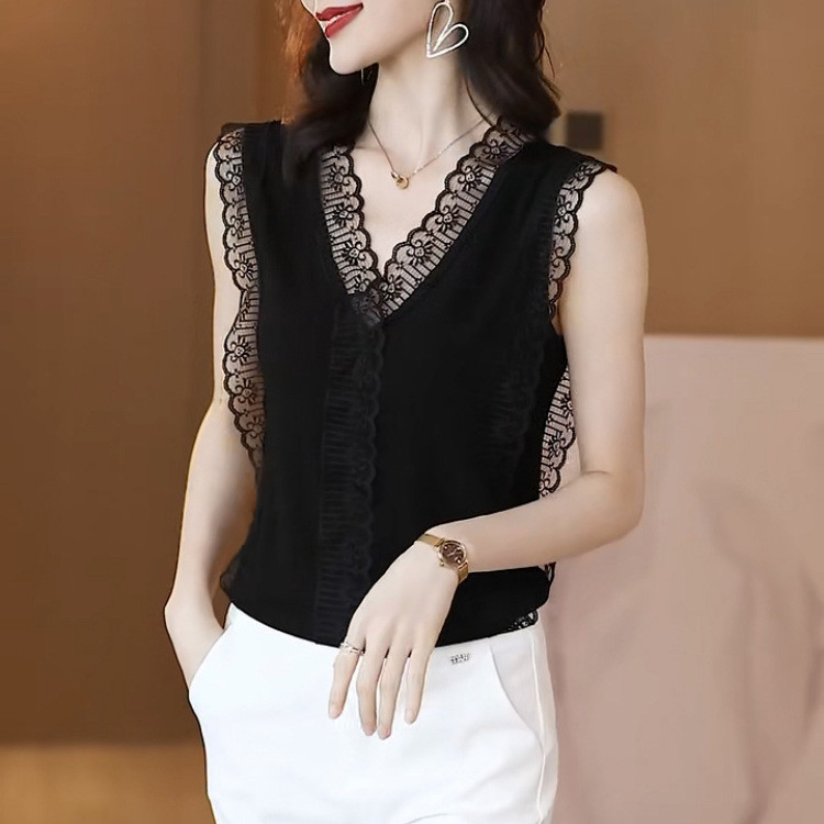 ลูกไม ้ Trim Camisole ผู ้ หญิงฤดูร ้ อนเสื ้ อถักด ้ านบน