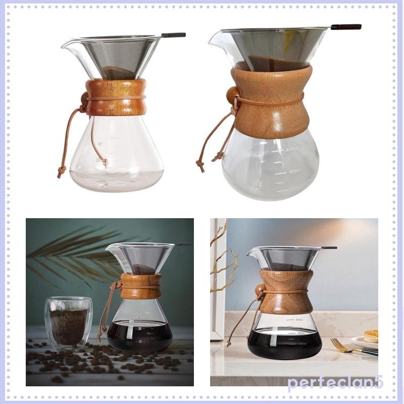 [Perfeclan5 ] Pour Over Coffeemaker Glass Coffee Pot with Scale Coffee Pot