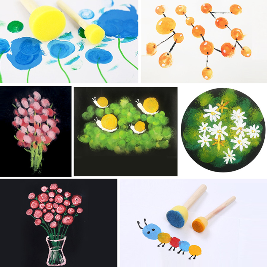 10 ชิ ้ น/ชุดฟองน ้ ําแปรงทาสีไม ้ จับทรงกลมลายดอกไม ้ ฟองน ้ ําซีลศิลปะภาพวาดเครื ่ องมือสําหรับเด ็ กนักเรียน - รูปที่ 5