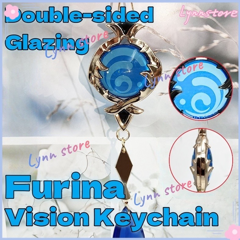 Genshin Impact VISION Fontaine FURINA VISION พวงกุญแจสองด ้ านโปร ่ งแสง FOCALORS Sapphire พวงกุญแจจี ้