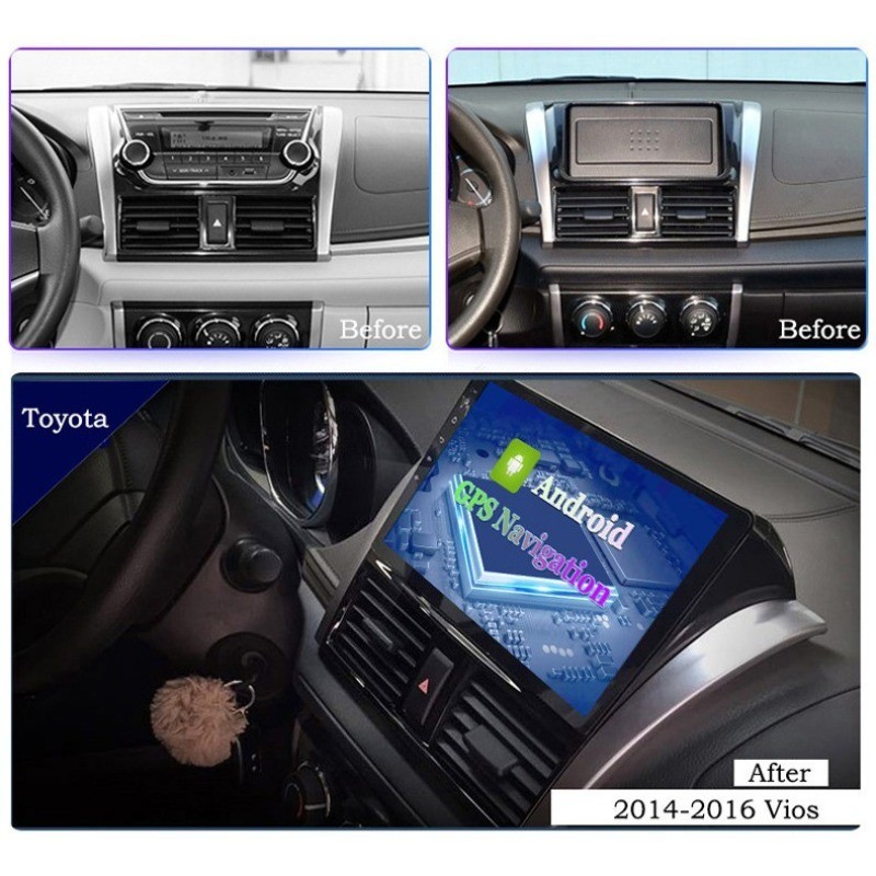 Acodo Plug และ Play 10 นิ ้ วหัวรถ 2G Ram 32G Rom Android 12.0 วิทยุ 2.5D Ips หน ้ าจอสัมผัสเครื ่ องเล ่ นมัลติมีเดียสําหรับ Toyota Vios 2013-2016 นําทาง 2 Din สเตอริโอ