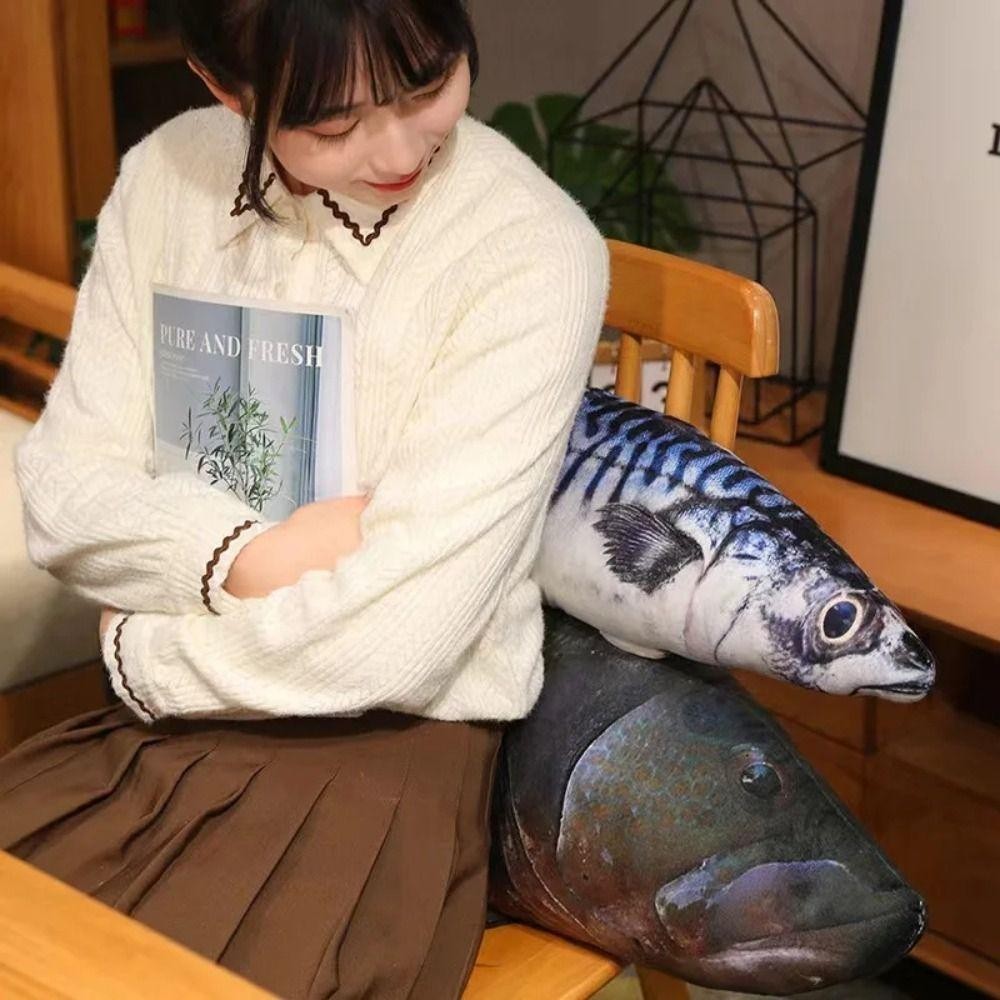 WELLNESSSPOT จําลองปลาทะเลของเล่นตุ๊กตา, PP ผ้าฝ้ายยัดไส้ปลาทะเลยัดตุ๊กตา, อะนิเมะหมอนตุ๊กตานุ่มปลาแซลมอน Saury ปลานอนหมอนตุ๊กตาห้องนอน - รูปที่ 3