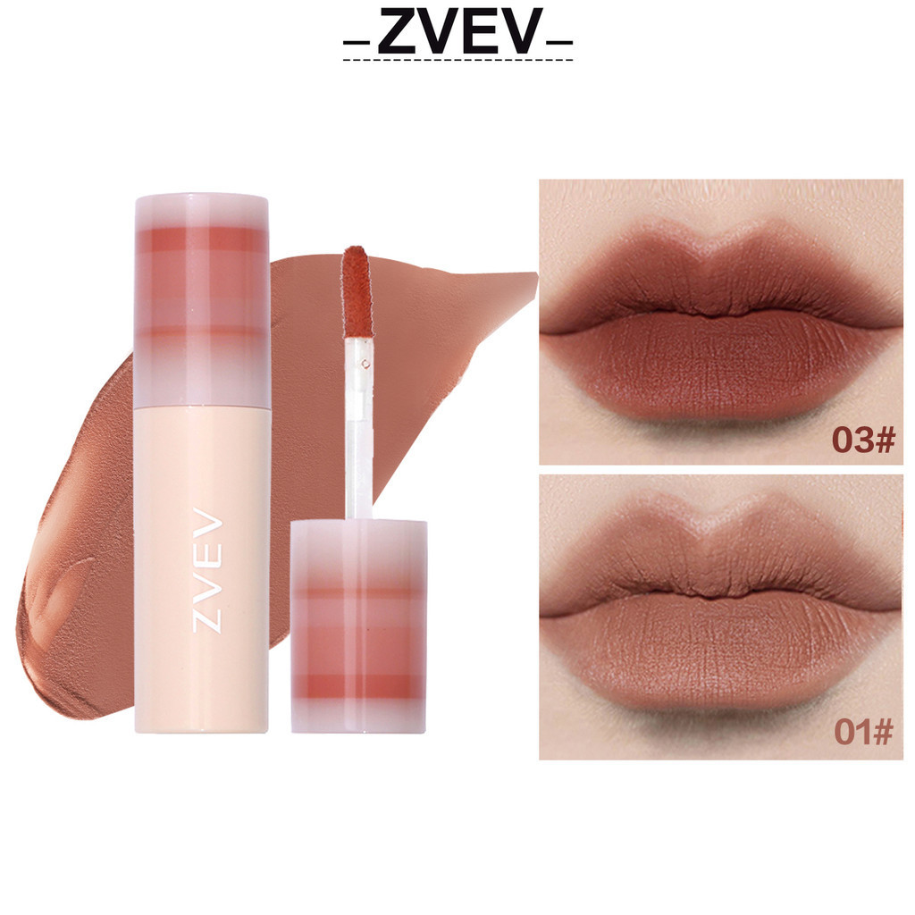 Zvev ลิปสติก Student Matte Silk Smooth Mouth Red Lip Mud Lip Gloss 4g