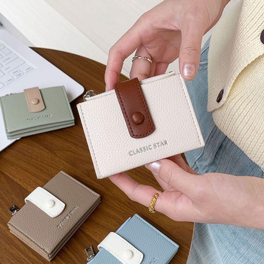 CARAMELO Money Bag, PU Leather Mini Short Wallet, Fashion Large Capacity Candy Color Coin Purse Woman