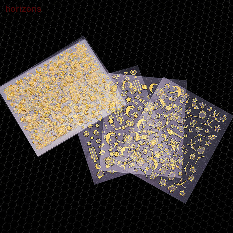{ราคาพิเศษ } 6pcs/set Aurora Gold Silver Nail Stickers 3D Horaphic Laser Nail Art Decals {th }