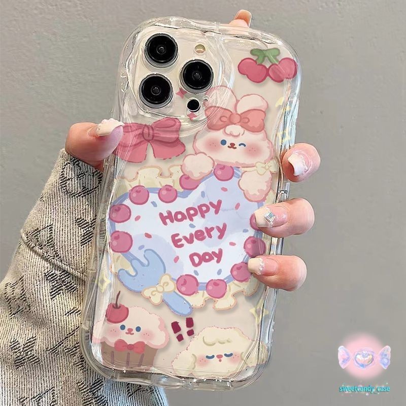 [จัดส่งในพื้นที่] เคสโทรศัพท์ครีมกระต่ายรักเข้ากันได้กับ Iphone11 13 12 15 14 ProMax 15 14 7 8Plus XS Max XR X 12 13mini