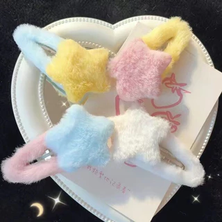 (พร้อมส่ง) กิ๊บติดผม รูปดาว แบบขนนุ่มนิ่ม น่ารัก มุ้งมิ้ง