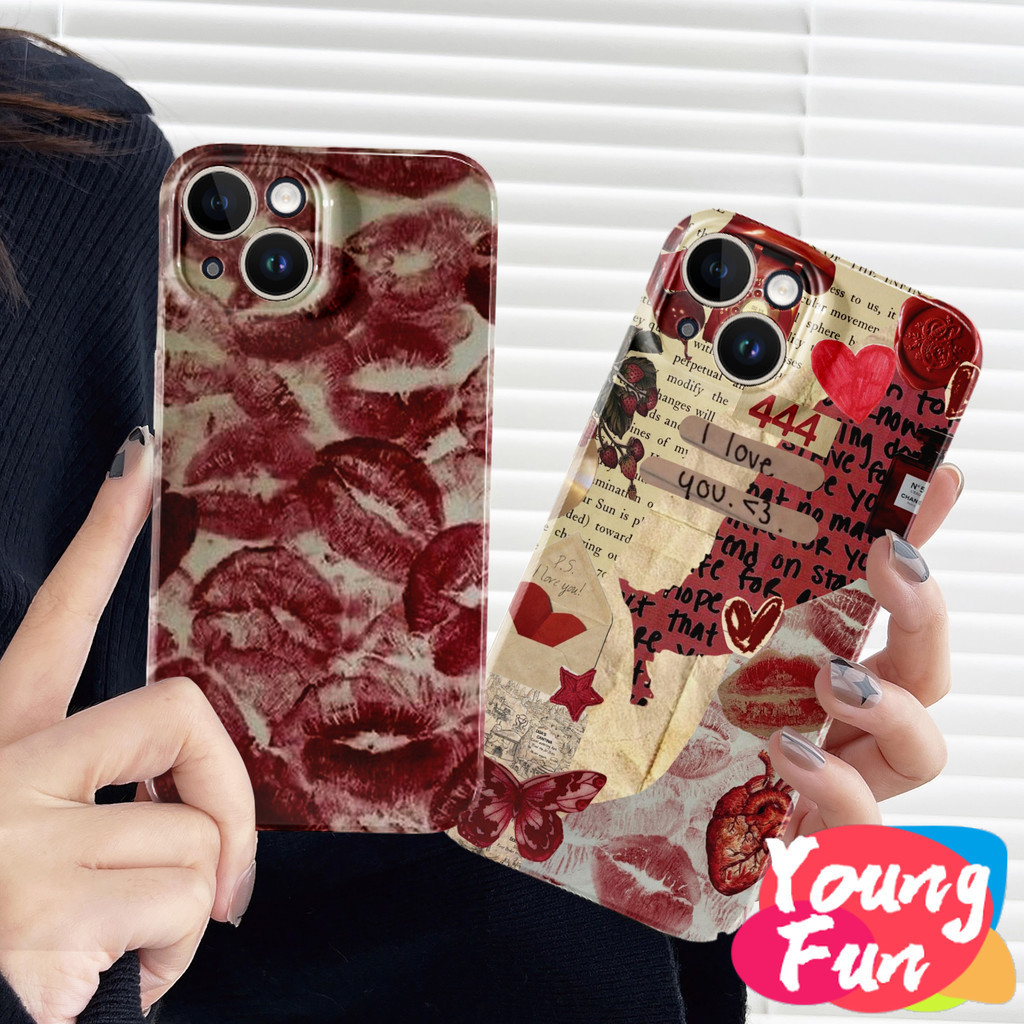 ปลอกrealme Dickey red LipเคลือบเงาC35 C31 C3 C25 C21 C30 C20 C17 C15 C12 C11 GT Realme 5 6 Glossy TPU Soft Caseกันกระแทกกล้องป้องกัน