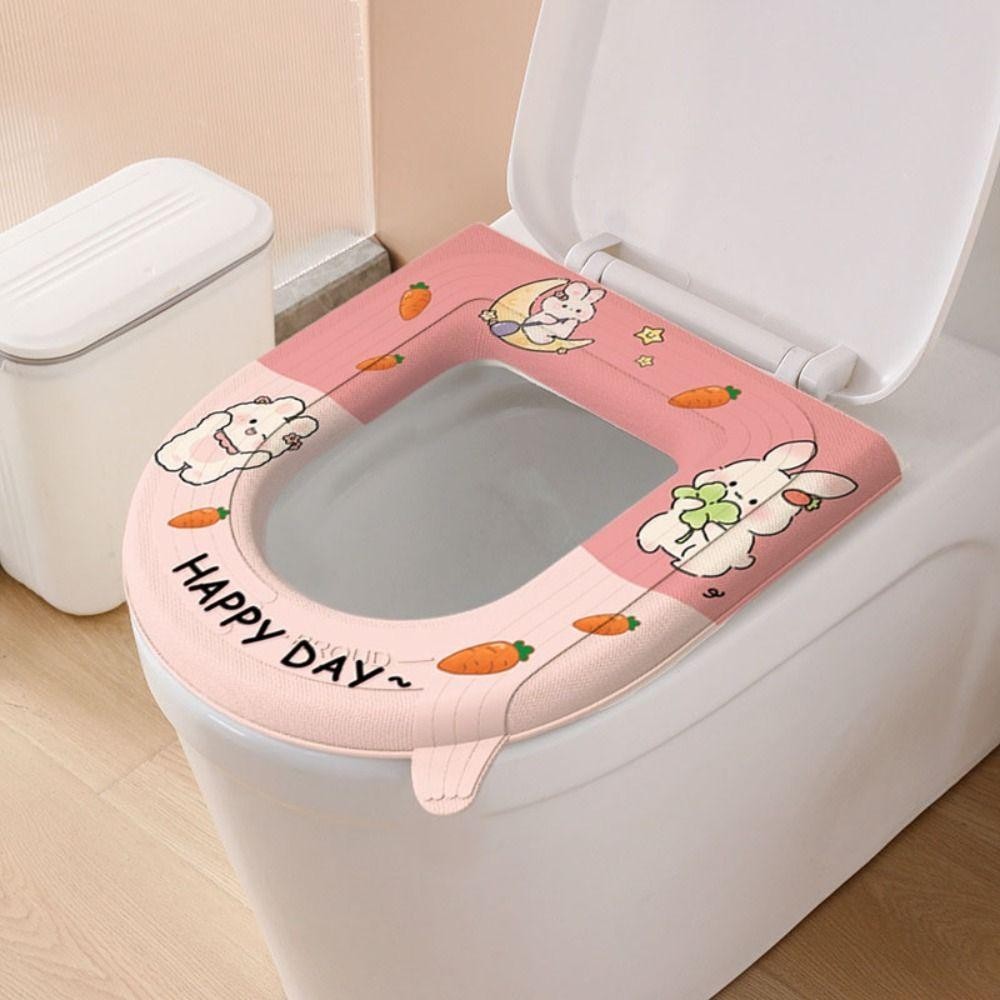 MXBEAUTY เบาะรองนั่งชักโครก, การ์ตูนกันน้ํา อีวา ที่รองนั่งชักโครกหนาน่ารักพร้อมที่จับ ใกล้ชิด เสื่อ ห้องน้ํา - รูปที่ 4