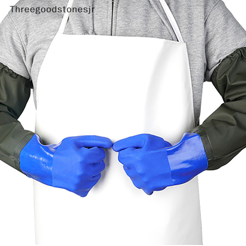 Tgst 1 คู ่ ยาวกันน ้ ําถุงมือทําความสะอาดท ่ อระบายน ้ ําถุงมือทนสารเคมี PVC Reusable Heavy Duty ถุงมือยางยาว JR