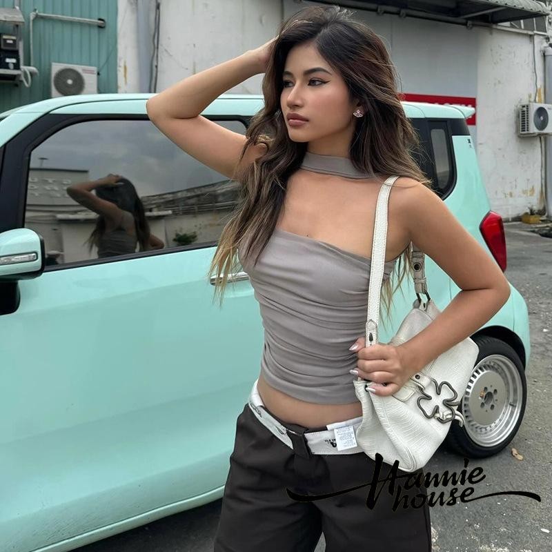 Hannie House- เสื ้ อกล ้ ามเชือกแขวนคอเปลือยสําหรับผู ้ หญิง