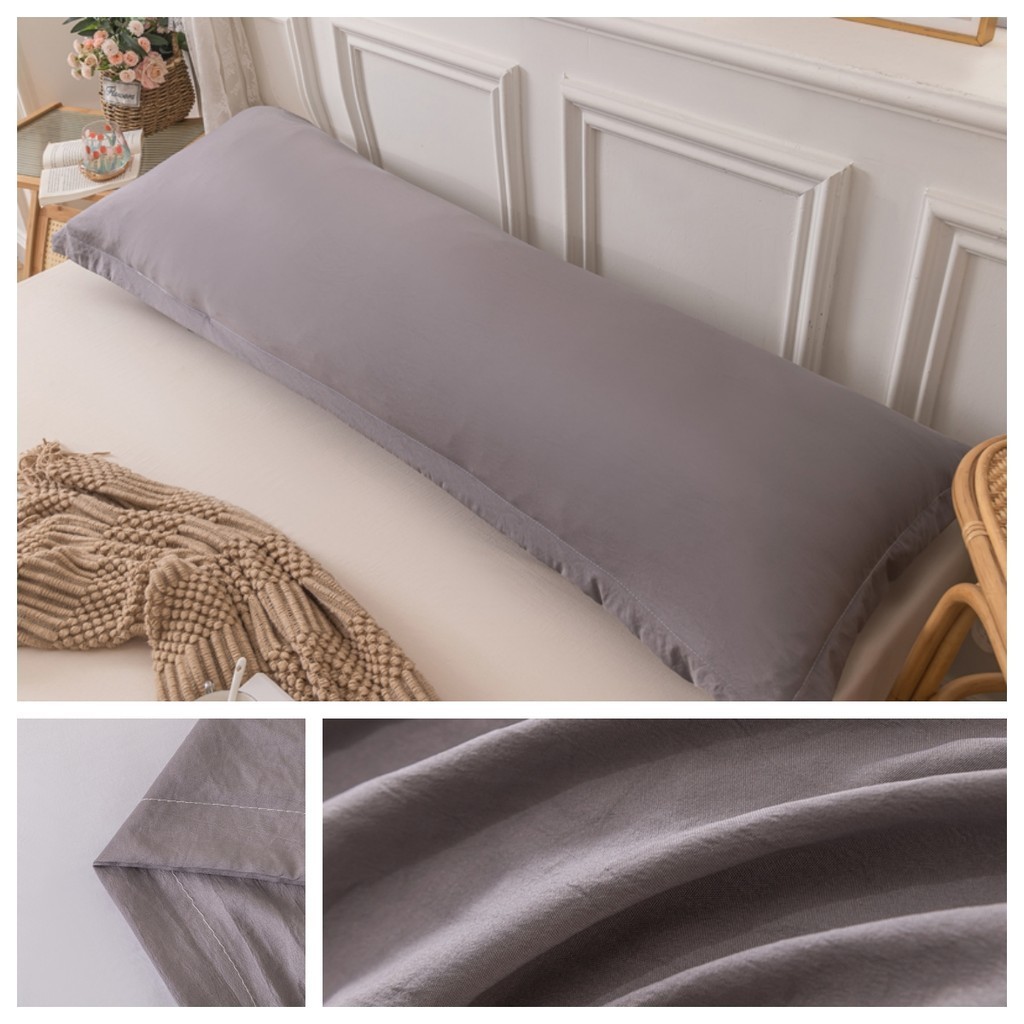 Washed Cotton Bloster Case Pure Color Premium Pillow Case Pillow Cover/Bolster Protector Soft Pillow