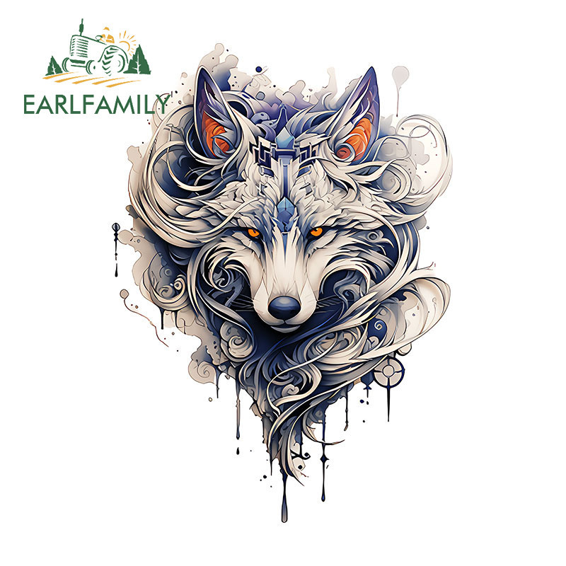 Earlfamily 13 ซม.หมาป่าความงามรถสติกเกอร์อารมณ์ขัน Occlusion Scratch SUV หมวกกันน็อครถจักรยานยนต์ไวนิล Decal กันน้ําการ์ตูนอุปกรณ์เสริมภายนอก