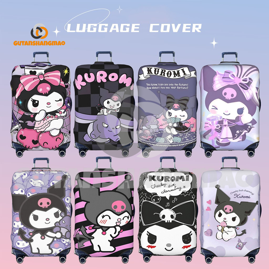 Sanrio Kuromi ผ้าคลุมกระเป๋าเดินทางแบบซักได้ ผ้าคลุมกระเป๋าเดินทางป้องกันรอยขีดข่วน เหมาะกับกระเป๋าเดินทางขนาด 18-32 นิ้ว