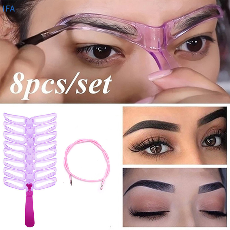 IFA 8 ชิ้น/เซ็ตReusable Eyebrow Template Kit Grooming Eyebrow Makeup Helperเครื่องมือดี