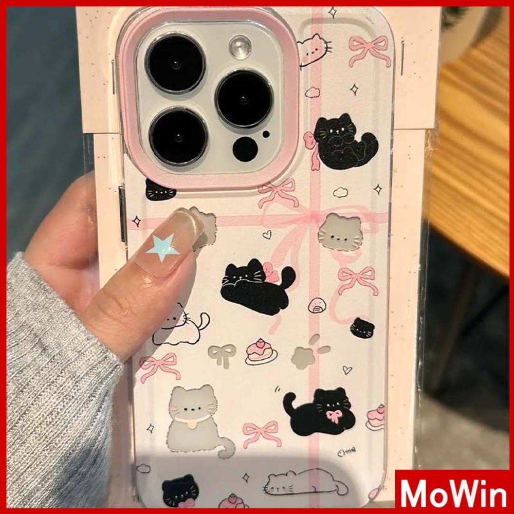 Mowin - สำหรับ iPhone 15 Pro Max เคสใส TPU ปุ่มชุบไฟฟ้าอ่อนป้องกันกล้องกันกระแทก ลายแมวน่ารักสีสันสดใส เข้ากันได้กับ iPhone 14 13 12 11 XS XR 7Plus 8 Plus