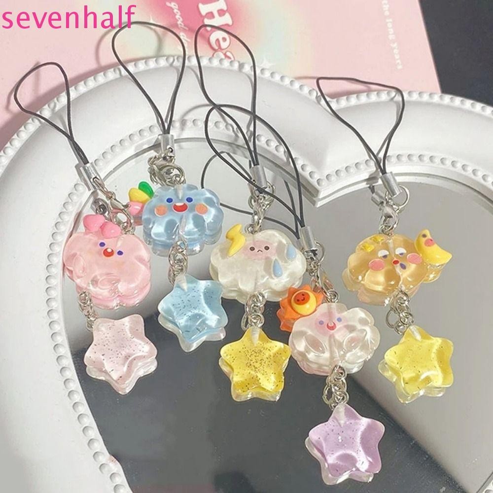 เจ็ดเมฆเต็มไปด้วยดวงดาวเชือกโทรศัพท์มือถือ,ดาวสาวหวานเรซิ่นเมฆโทรศัพท์โซ่,พวงกุญแจสไตล์เกาหลีลูกอมสีเรซิ่นลูกอมสีโทรศัพท์เชือกเส้นเล็กกระเป๋าอุปก