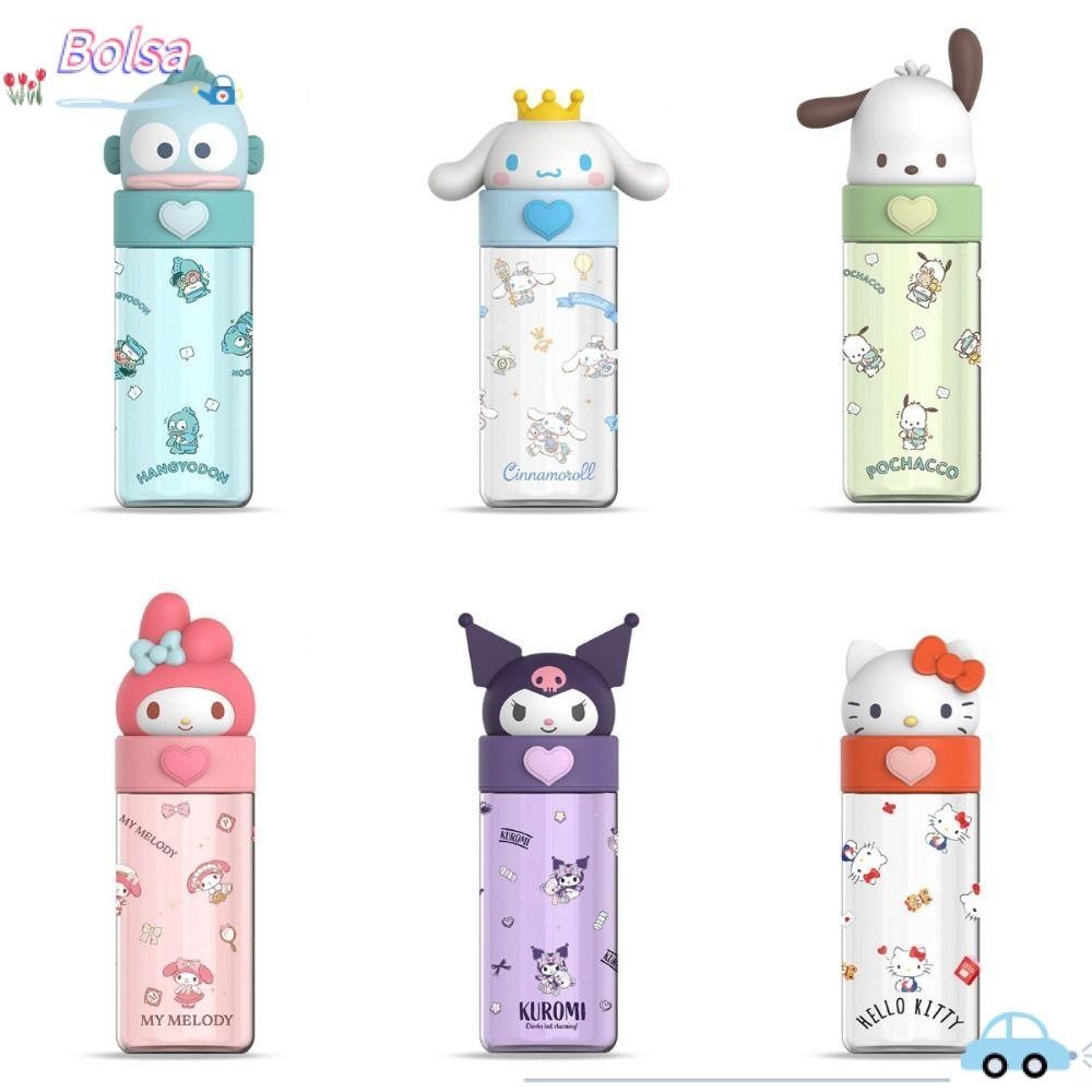 Bolsa Cinnamoroll ถ้วยพลาสติก, ขวดน้ําลายการ์ตูน Sanrio ขนาด 500 มล., ถ้วยน้ํา Kawaii Melody Hello Kitty Kouromi