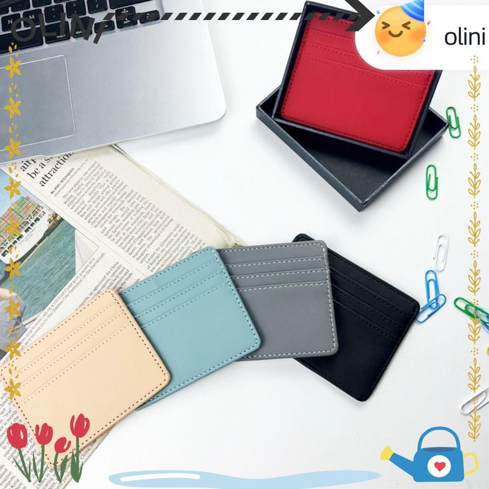 Olini ID Card Holders Thin Leather Coin Pouch Bag Business Money Pocket