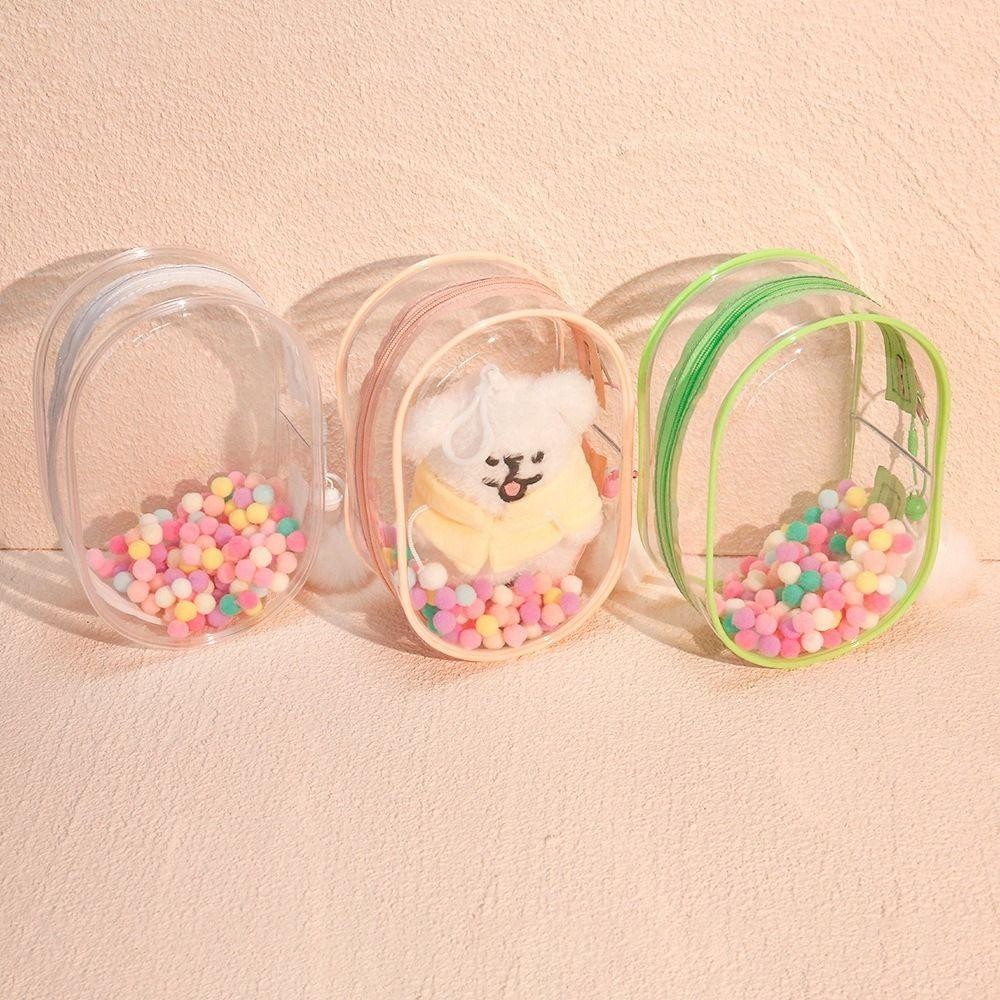 Sevenhome3e Labubu ตุ๊กตากล่องแสดง, Glitter พร้อมพวงกุญแจ Wendy ตุ๊กตา Takeaway กระเป๋า, กระเป๋ากลางแจ้งกันฝุ่นโปร่งใส PVC Labubu โปร่งใสกระเป๋าตุ๊กตาอุปกรณ์เสริม