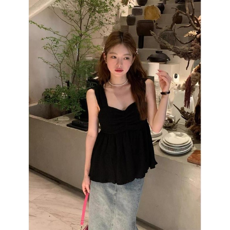 🎀Mona🎀เสื้อกล้ามผู้หญิง สีทึบ สไตล์สบาย ๆ หลวม ๆ เสื้อผ้าแฟชั่นสตรี จัดส่งที่รวดเร็ว