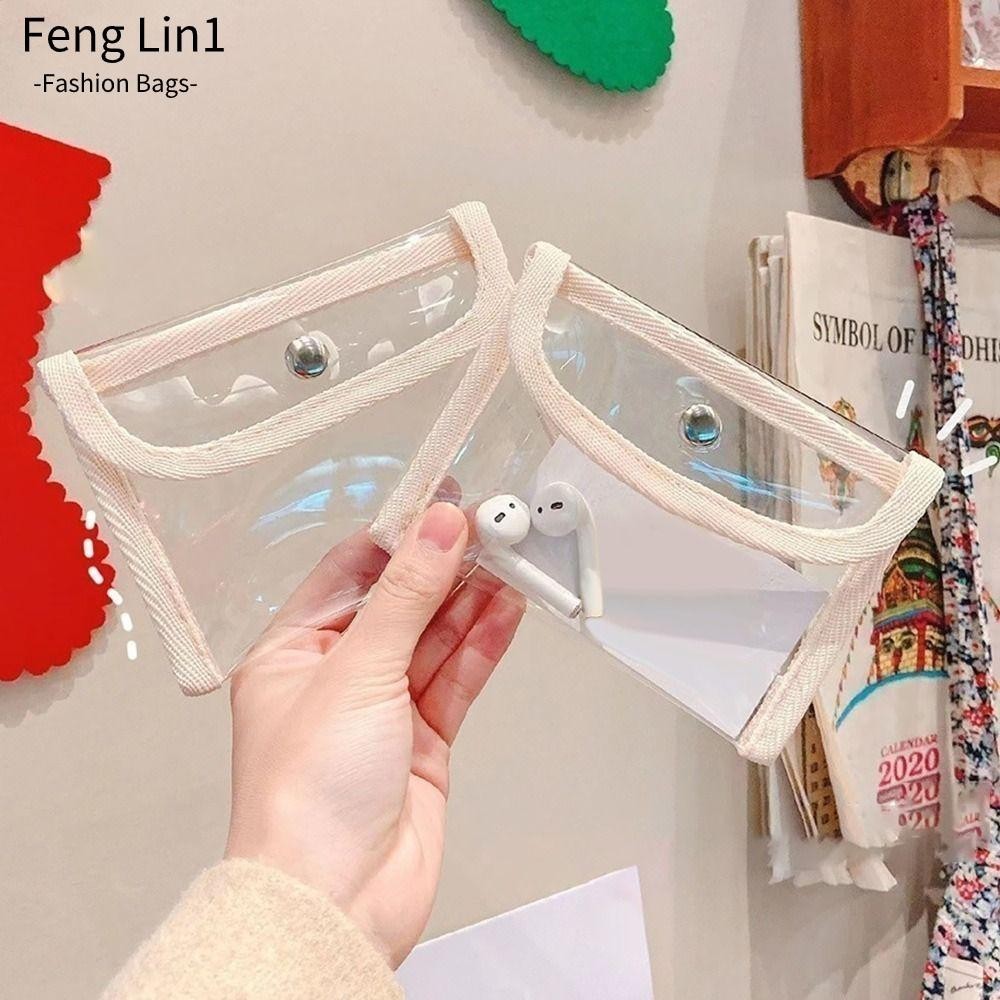 Fengling กระเป๋าบัตรเครดิต, กระเป๋าใส่เหรียญ PVC แฟชั่น, บัตรประจําตัวกันน้ํา กระเป๋าสตางค์มินิโปร่งใสผู้หญิง