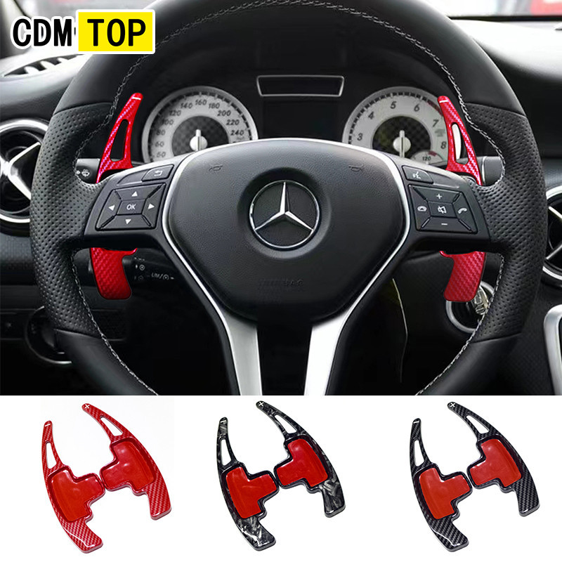 Benz ก้านต่อแพดเดิ้ลชิฟ (Paddle Shift) Mercedes Benz ABEM Class w204 w212 GLK CLA GLA พวงมาลัยรถ พื้นผิวคาร์บอนไฟเบอร์