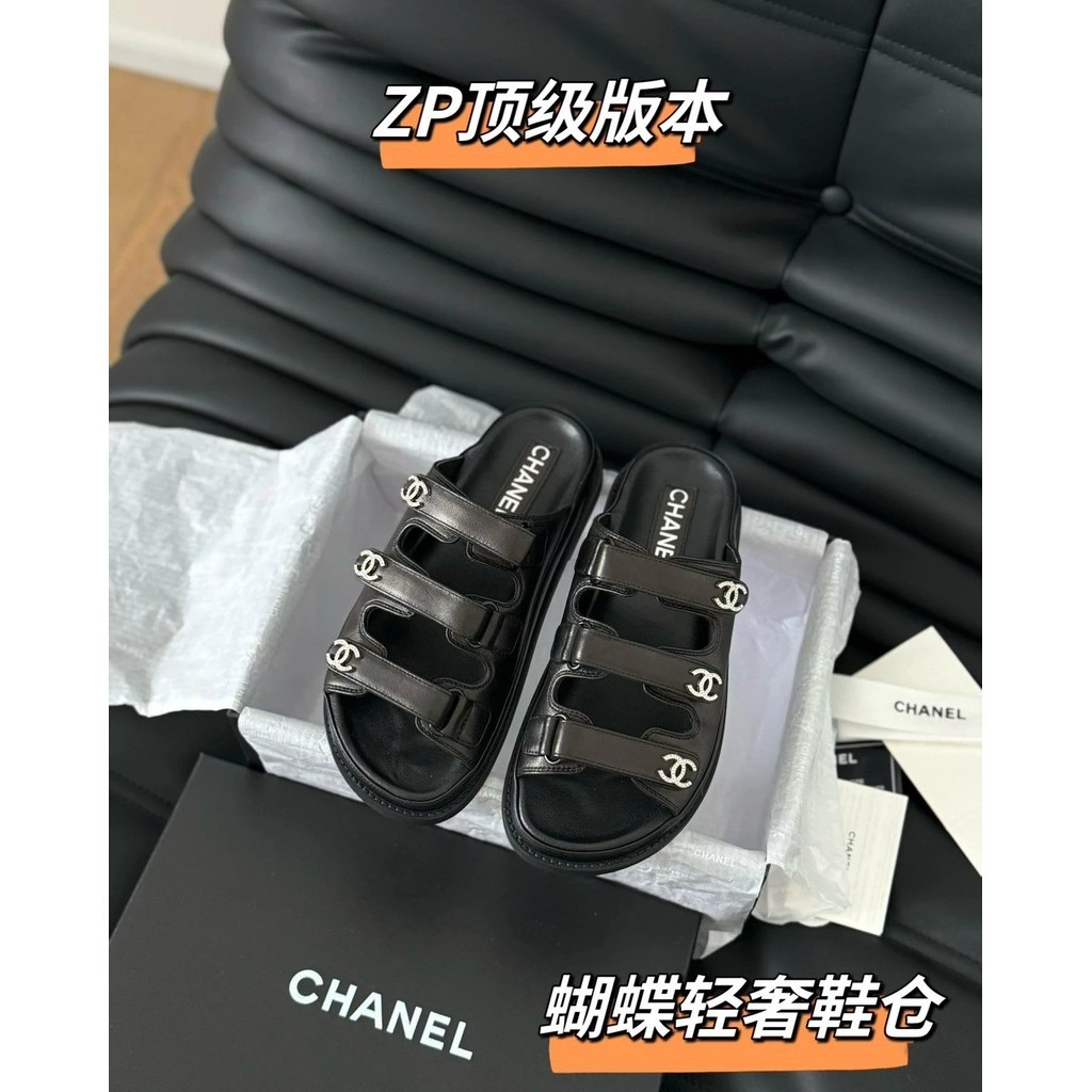 [คุณภาพสูง] Chane * 24p Velcro Sandals รองเท้าแตะสินค้าใหม่ Chanel 24 สไตล์ใหม่ Velcro รองเท้าแตะรอง