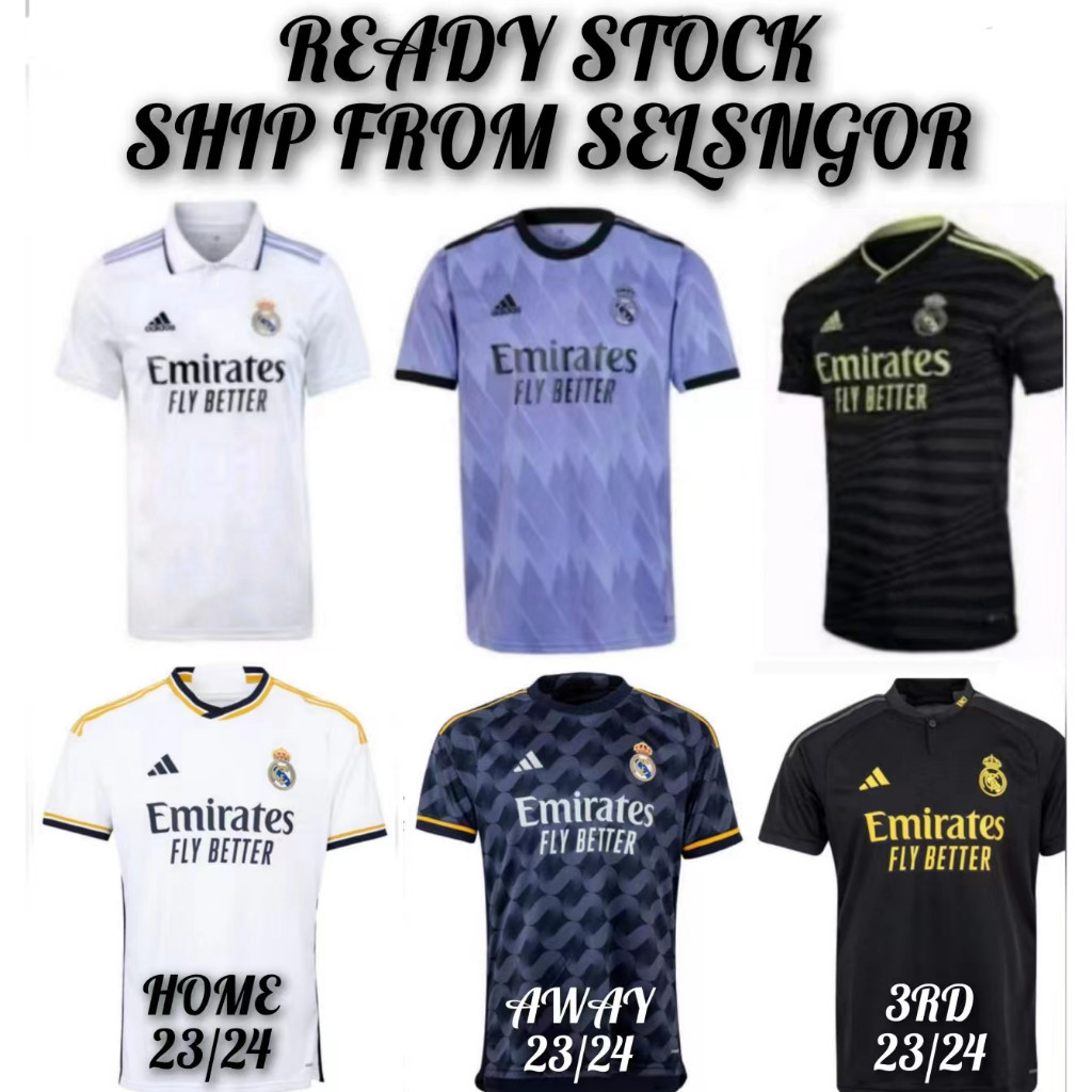 Real Madrid Jersey Home Kit Away Kit 3RD Kit ชุดฝึกซ ้ อมฟุตบอลเรอัลมาดริด Jersi Bola Sepak ฟุตบอลกีฬาด ้ านบน