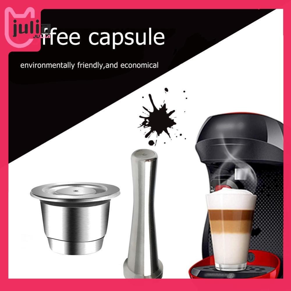 [ Julia1.th ] แคปซูลกาแฟรีฟิลสแตนเลสแบบใช ้ ซ ้ ําได ้ + แทมเปอร ์ สําหรับ Nespresso