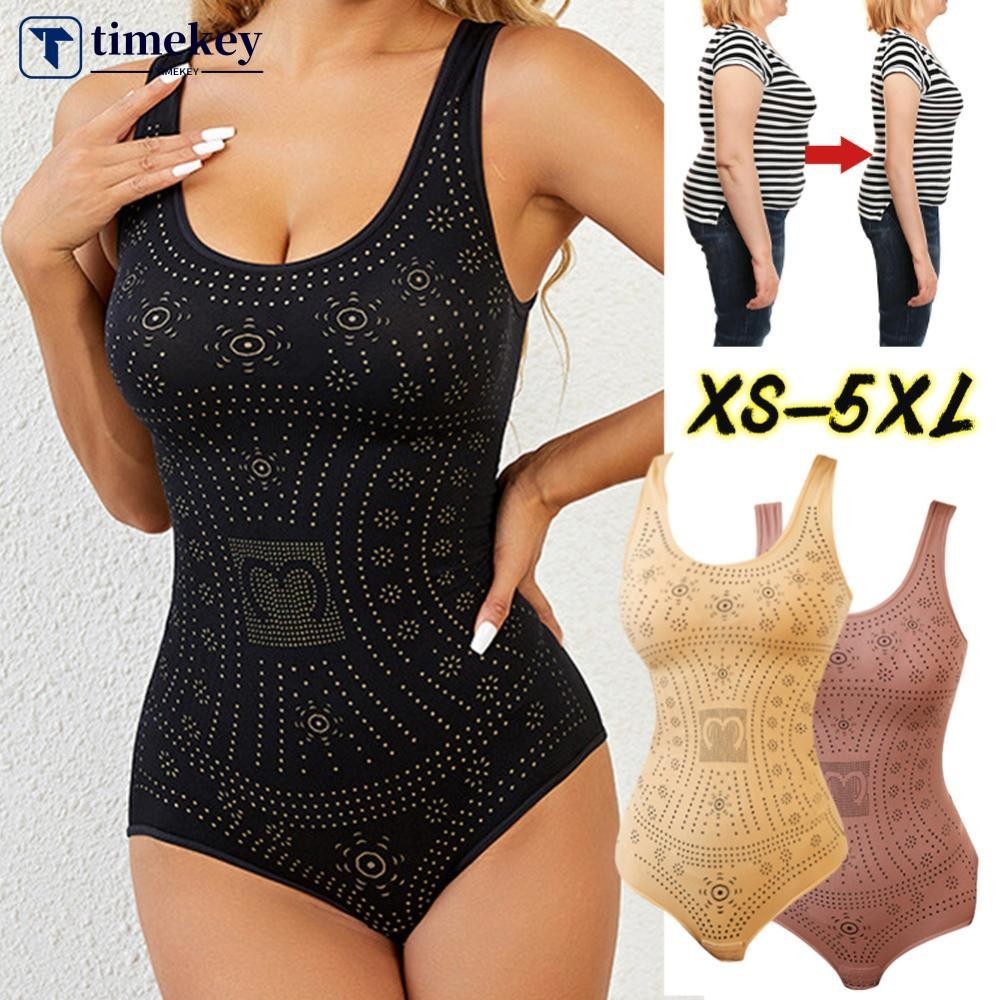 Timekey ผู้หญิงไม่มีรอยต่อ Comfy บอดี้สูท Shaper พิมพ์ Plus ขนาด Tummy Control Shapewear แบน Belly Slimming Body Shaper Corset ชุดชั้นใน R7X4