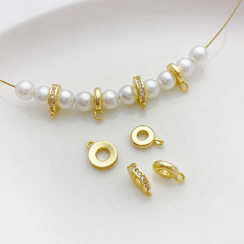 14k Gold-Clad สี Retention ฝัง Zirconium รูขนาดใหญ่แขวนรอบ Spacer ลูกปัด Barrel ลูกปัด Handmade diy สร้อยข้อมือสร้อยคอหัวเข็มขัดวัสดุ