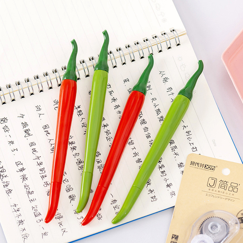 Creative จําลองพริกไทยรูปร ่ างปากกาเจล 0.5 สีดํานักเรียนเครื ่ องเขียน WJ589