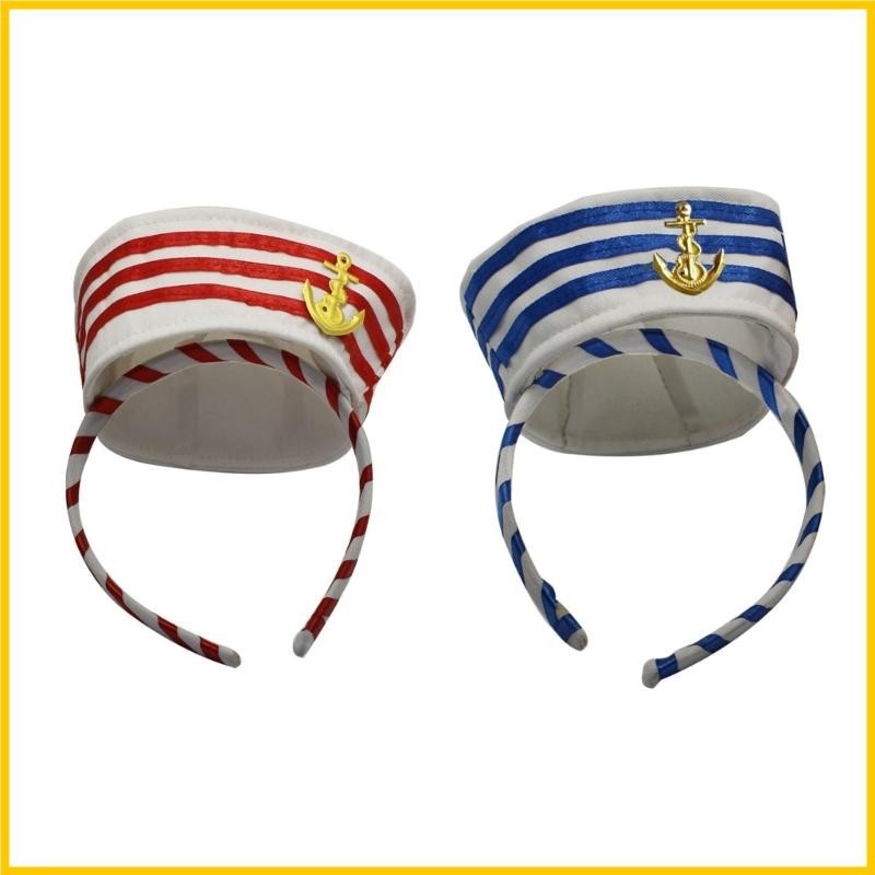 Runn ผู ้ หญิงผู ้ ชาย Chic Navy สไตล ์ หมวกกะลาสีรูปร ่ างแถบคาดศีรษะเทศกาลผม Hoop สําหรับคอสเพลย ์ Party Performance Unisex Headpie
