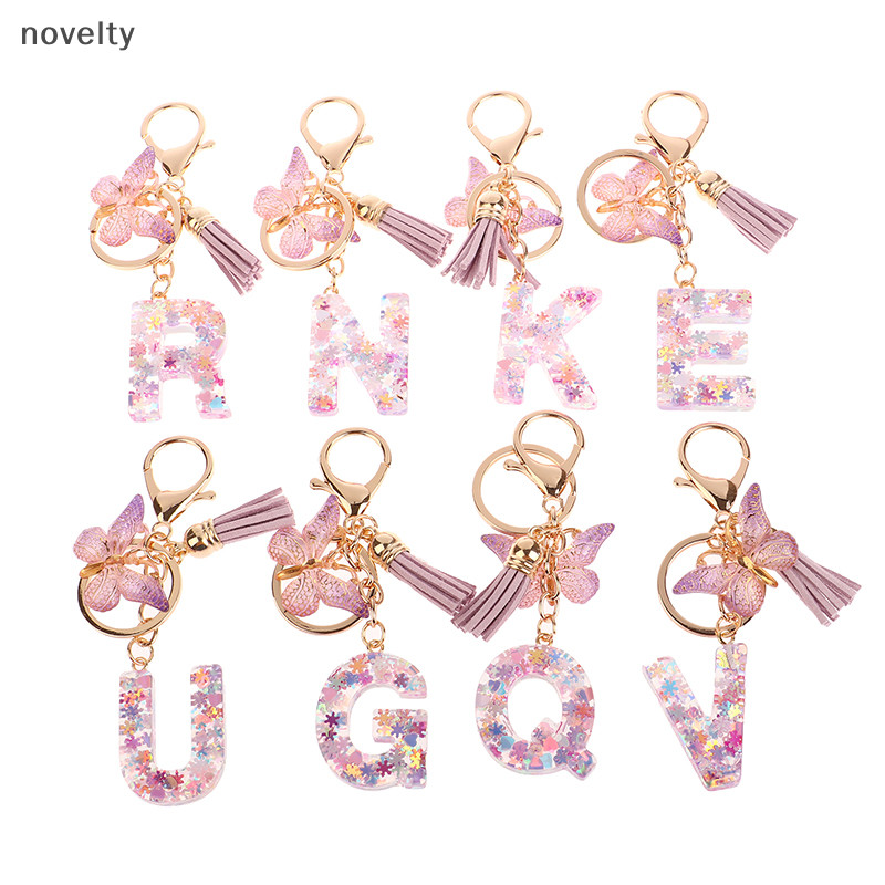 NLY AZ Dreamy เลื่อมตัวอักษรพวงกุญแจผู้หญิง sel จี้เริ่มต้นพวงกุญแจกระเป๋า Suspension กระเป๋า Ch รถ N