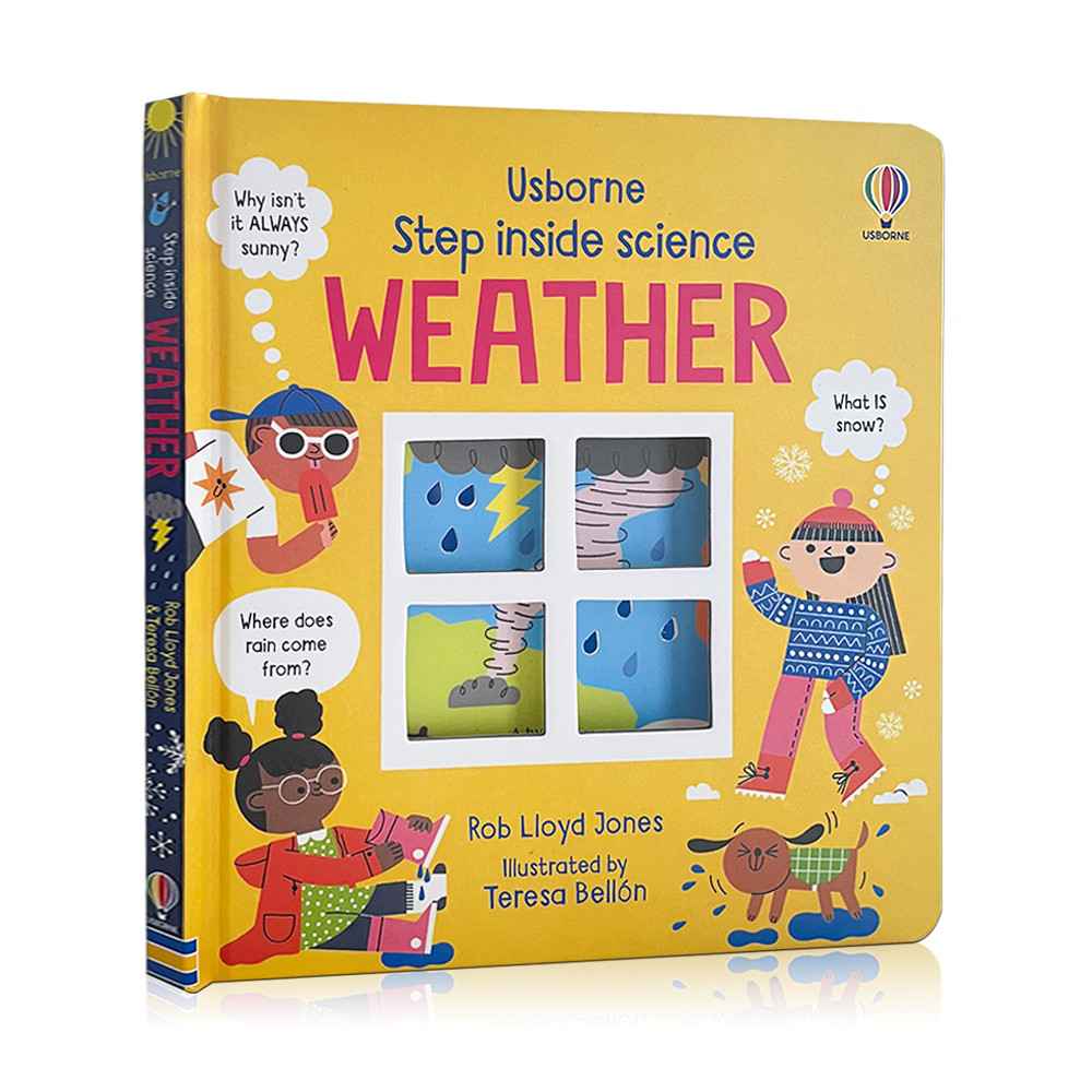 Usborne Step Inside Science Weather หนังสือภาพภาษาอังกฤษสําหรับเด ็ กเด ็ กอ ่ านเวลานอน 3D Flap Board หนังสือ