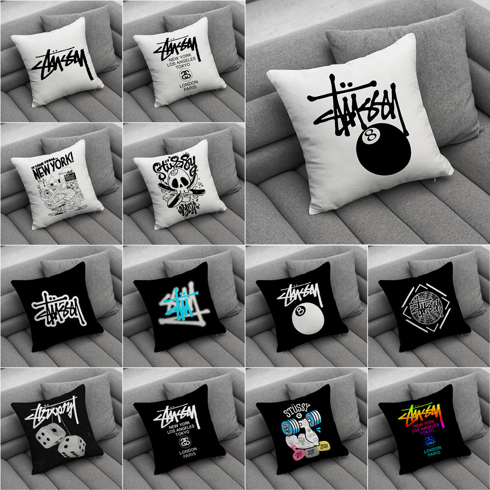 Art Stussy โลโก ้ โยนปลอกหมอนด ้ านเดียวพิมพ ์ หมอนห ้ องนั ่ งเล ่ นโซฟารถของขวัญเบาะรองนั ่ งเด ็ กของขวัญ