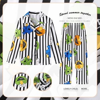 ชุดนอนเด็ก 3-11 ปี คอปก กระดุมหน้า ลายการ์ตูน ชุดนอนเด็กผู้ช…