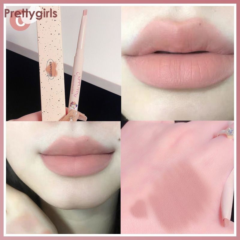 PY.th Cappuvini ดินสอเขียนขอบปาก เนื้อแมตต์กํามะหยี่ ลิปสติก สีนู้ด กันน้ํา ติดทนนาน ไม่ติดแก้ว-PY