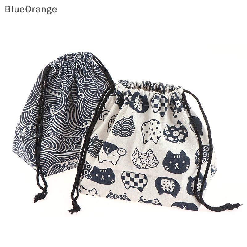 ใหม่ 1 ชิ้นสไตล์ญี่ปุ่น เชือกรูด กล่องอาหารกลางวันกระเป๋าเก็บแบบพกพาสําหรับการเดินทางปิกนิกร้อน