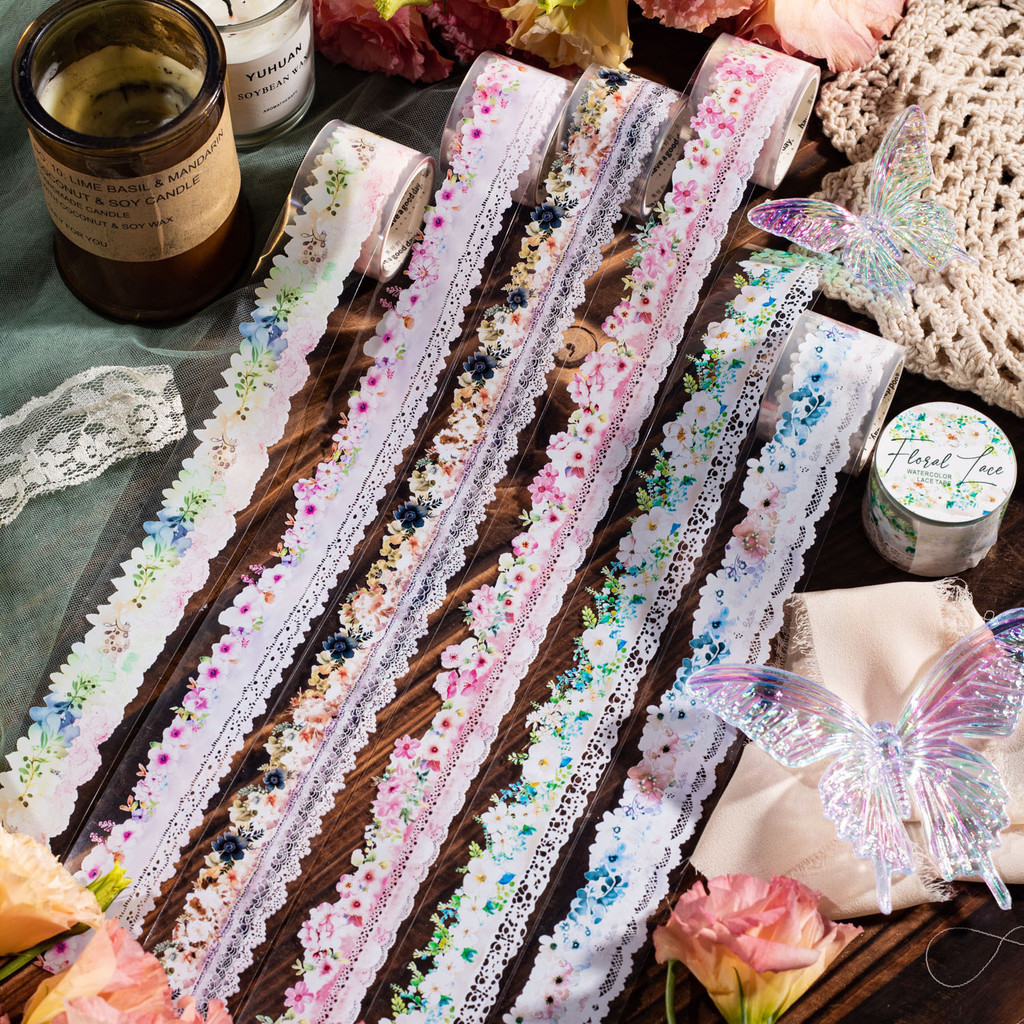 ลูกไม้ Washi เทปลูกไม้สติกเกอร์กระดาษ DIY Scrapbooking สําหรับตกแต่งการ์ด สมุด Planner ของขวัญ